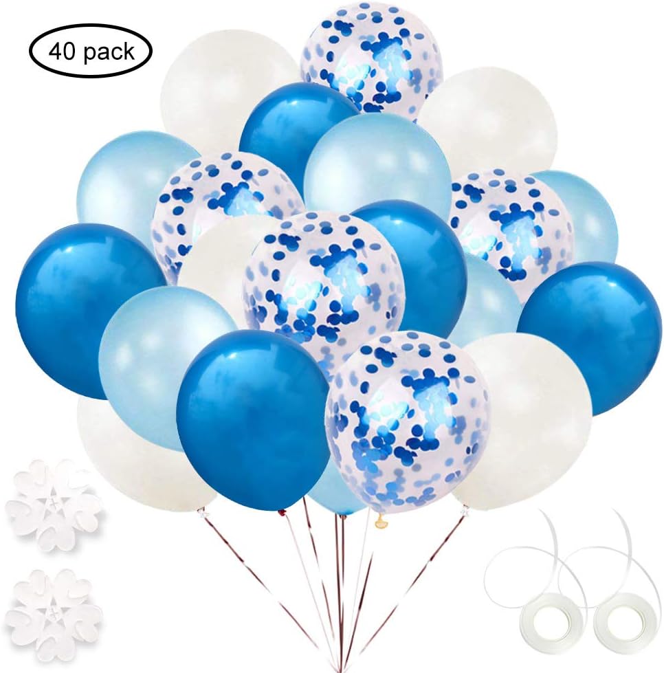 ETLEE Blue Confetti Balloons Set, 40 Pack 12 Inch Latex Balloon for Birthday Wedding Engagement Baby Shower Bridal Shower Party Decorations Supplies (Night blue)