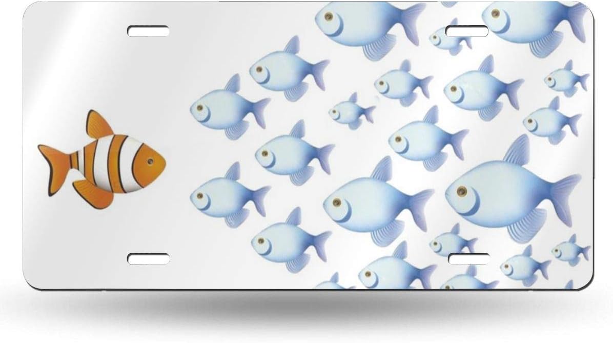 Tberj92P Perfect Big Fish Small Fish Car License Plate Retro License Plates License