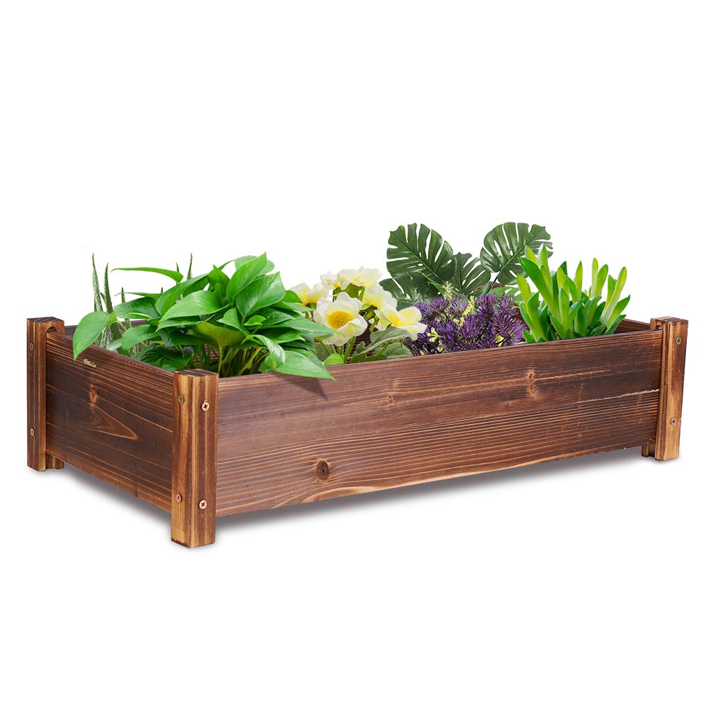 Medla Raised Garden Bed - Large Wooden Planter Box for Outdoor Growing Vegetables and Flowers, Elevated Plant Container for Backyard, Lawn, Patio 65x33x16CM