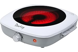 Davivy Hot Plate Electric Single Burner,1200W Rapid Heating Portable Cooktop with 7.9inch Crystallite Ceramic Glass Top,Flexi