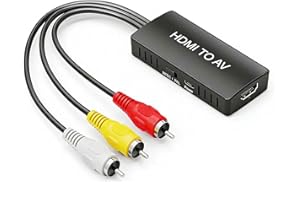 HDMI to RCA Converter, HDMI to AV 3RCA CVBs Composite Video Audio Converter Adapter Supports PAL/NTSC for TV Stick, Roku, And