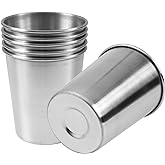 EVERMARKET 6 Pack 8 Ounce 230ml Stainless Steel Cups Shatterproof Pint Drinking Cups Metal Drinking Glasses for Kids and Adults