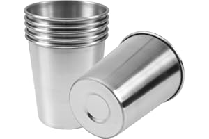 EVERMARKET 6 Pack 8 Ounce 230ml Stainless Steel Cups Shatterproof Pint Drinking Cups Metal Drinking Glasses for Kids and Adults