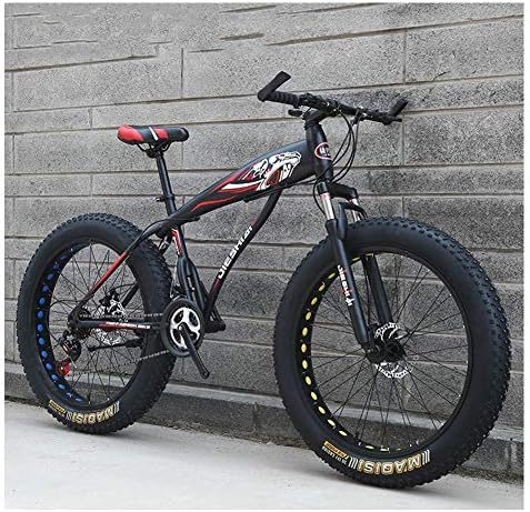 大人のマウンテンバイク 男の子の女の子脂肪タイヤマウンテントレイルバイク デュアルディスクブレーキハードテールマウンテンバイク 高炭素鋼フレーム 自転車 ブルーe 26インチ21スピード 今ダケ送料無料