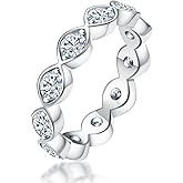 AnuClub Moissanite Eternity Wedding Band Ring D Color 925 Sterling Silver Rings for Women With Certificate