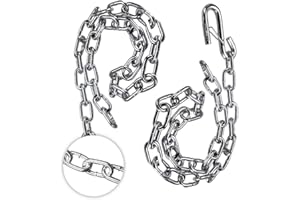 Motor God Trailer Hitch Safety Chain with S-Hook and Latch, Steel (Pair) (7800 lb Capacity)