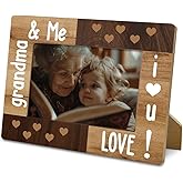 Grandma Gifts, Rustic Photo Frames 4 x 6, Grandma And Me, I Love You, Gift for Mother's Day, Birthday, Home & Office Table Top Display-Farmhouse Wood Picture Frame Gift-Rustic Nature Wood Texture