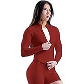 BumpGlow Workout Jackets for Women Lightweight Slim Fit Zip Up Yoga Gym Jacket Cropped Athletic Long Sleeve Activewear Jacket