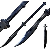40" Two-Handed Spartan Sword Full Tang 1065 Carbon Steel, Nylon Fiber glass Handle with PU Oil-Edged Leather Sheath, Outdoor,Tactical,Collection Scenarios