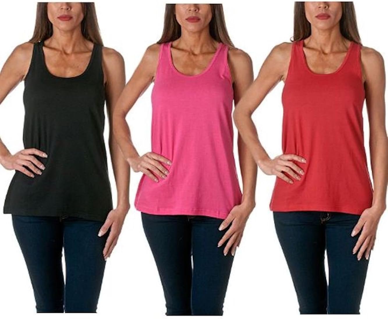 Sofra Womens Loose Fit Tank Top Relaxed Flowy (Small, Black/Fuchsia/Red