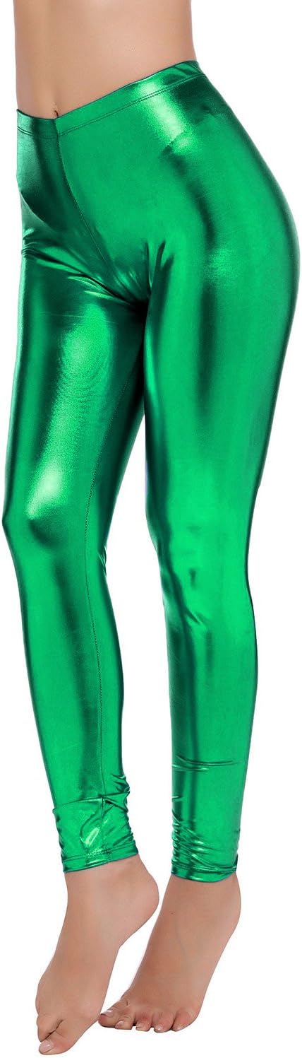PINKPHOENIXFLY Womens Sexy Shiny Faux Leather Leggings Pants (XL, PF9109 Rose)