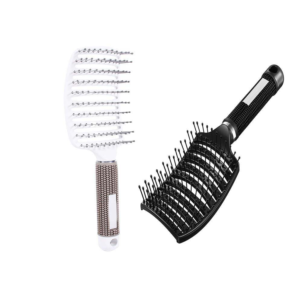 Youery Boar Bristle Brush, Curved Vent Brush and Hair Detangler, Vented Hair for Faster Blow Drying, Detangle Suitable for Long Thick Curly Straight Dry Wet