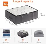 Lifewit 3 Pack 40L Under Bed Storage Bins with Lid Grey view 2