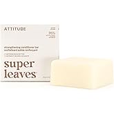 ATTITUDE Strengthening Conditioner Bar, Natural Origin, for Hair Repair & Breakage, Caffeine & Shea Butter, Clean Ingredients, Vegan, Sandalwood & Cedar Scent, 3 Oz