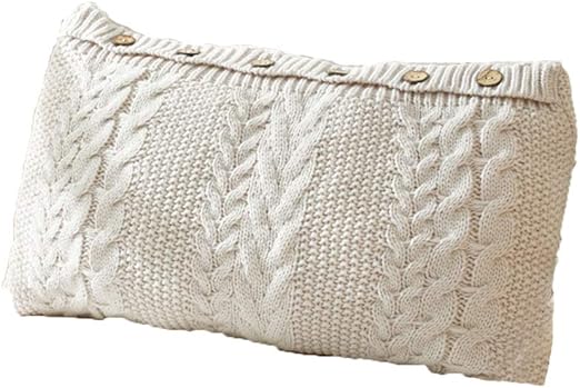Amazon Com Rice White Cotton Knitted Decorative Pillow Cable