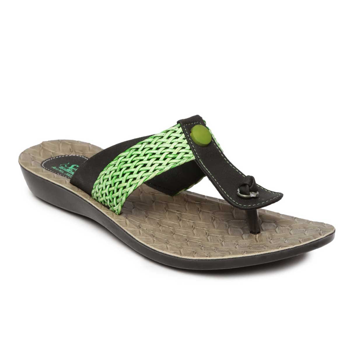 womens green flip flops