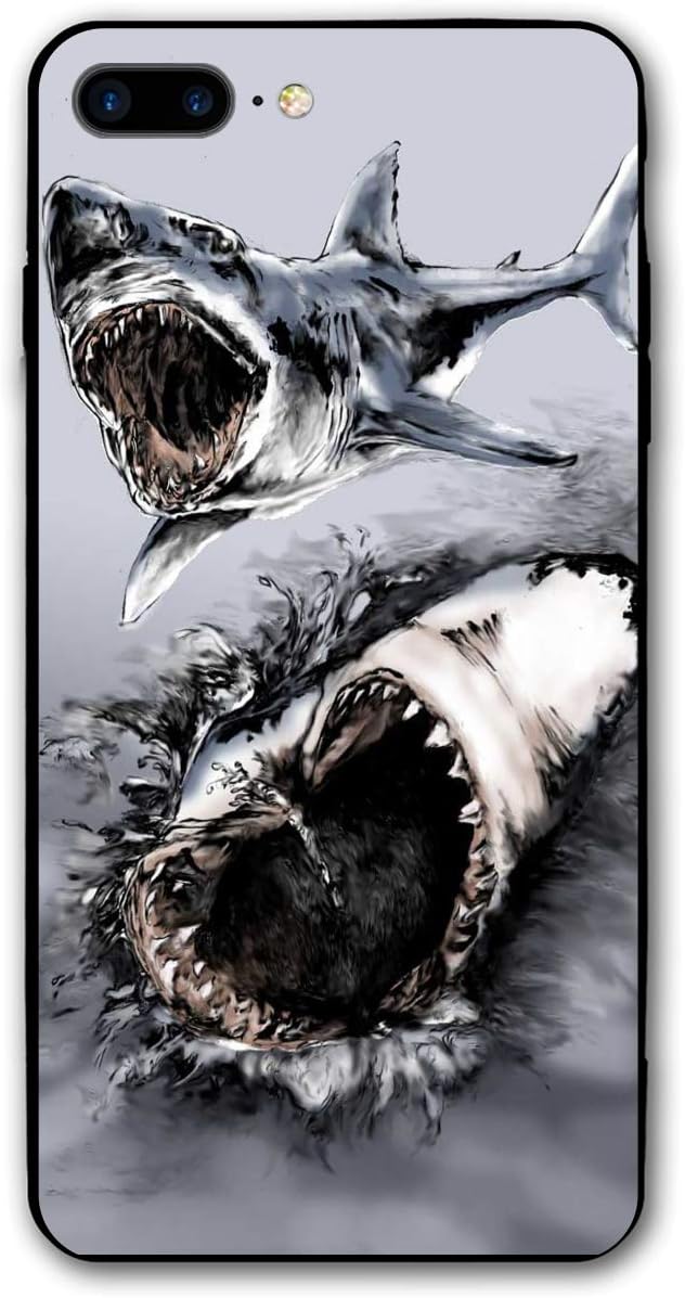 Adetad 5.5Inch iPhone 8 Plus Case Great White Shark Print Anti-Scratch Shock Proof Hard PC Protective Case Cover