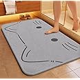 Cciphy Cute Cat Stone Bath Mat, Non-Slip Diatomite Stone Shower Mat, Classical Bathroom Diatomaceous Stone Shower Mat, Earth-Friendly Bath and Kitchen Stone Mat (Cat, 16"x12")