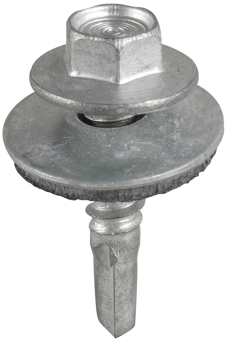 TIMCO L25W16B Metal Construction Light Section Screws - Hex - EPDM Washer - Self-Drilling - Exterior - Silver Organic - Box of 100