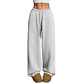 RoseSeek Women's Drawstring Waist Straight Streetwear Long Wide Leg Pants Casual Loose Baggy Workout Long Fall Sweatpants