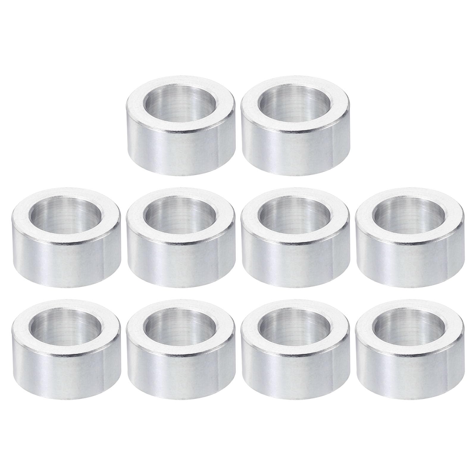 PATIKIL M10 Aluminum Spacers, 10 Pcs Metal Spacer Aluminum 10.2mm ID x 16mm OD x 8mm L Aluminum Spacer Screw Standoff Round for 3/8" M10 Screw Bolts