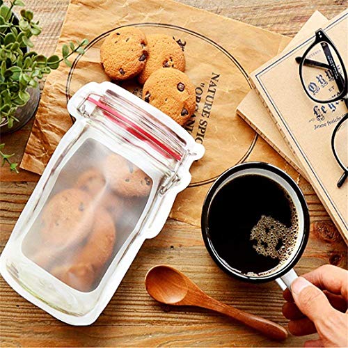 image for LOSOUL 4 Pieces Mason Jar Zipper Bags Reusable Snack Saver Bag Leakpro