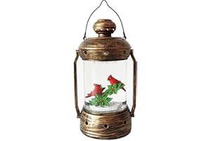 EYZH 9 in Christmas Cardinal Snow Globe Lantern,Xmas Glittering Snowing Globe with Music,6 Hours Timer, USB Powered/Bateetry Operated Lighted Decoration Gift for Indoor Use