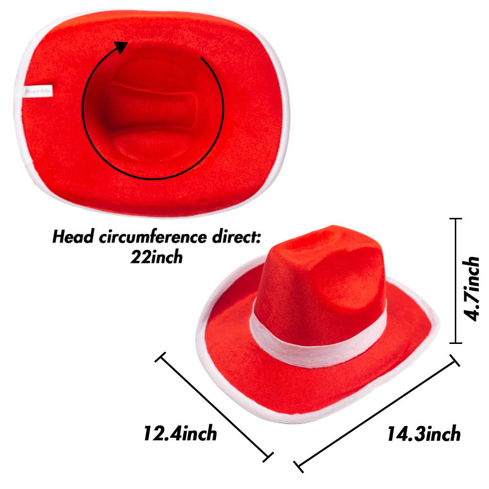DomeStar Red Cowboy Hat, Cowgirl Hat Western Hat Jessie Hat Woody Hat Christmas Hat Santa Hat