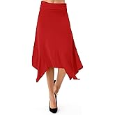 Fashionazzle Women's Flowy Handkerchief Hemline Midi Skirt