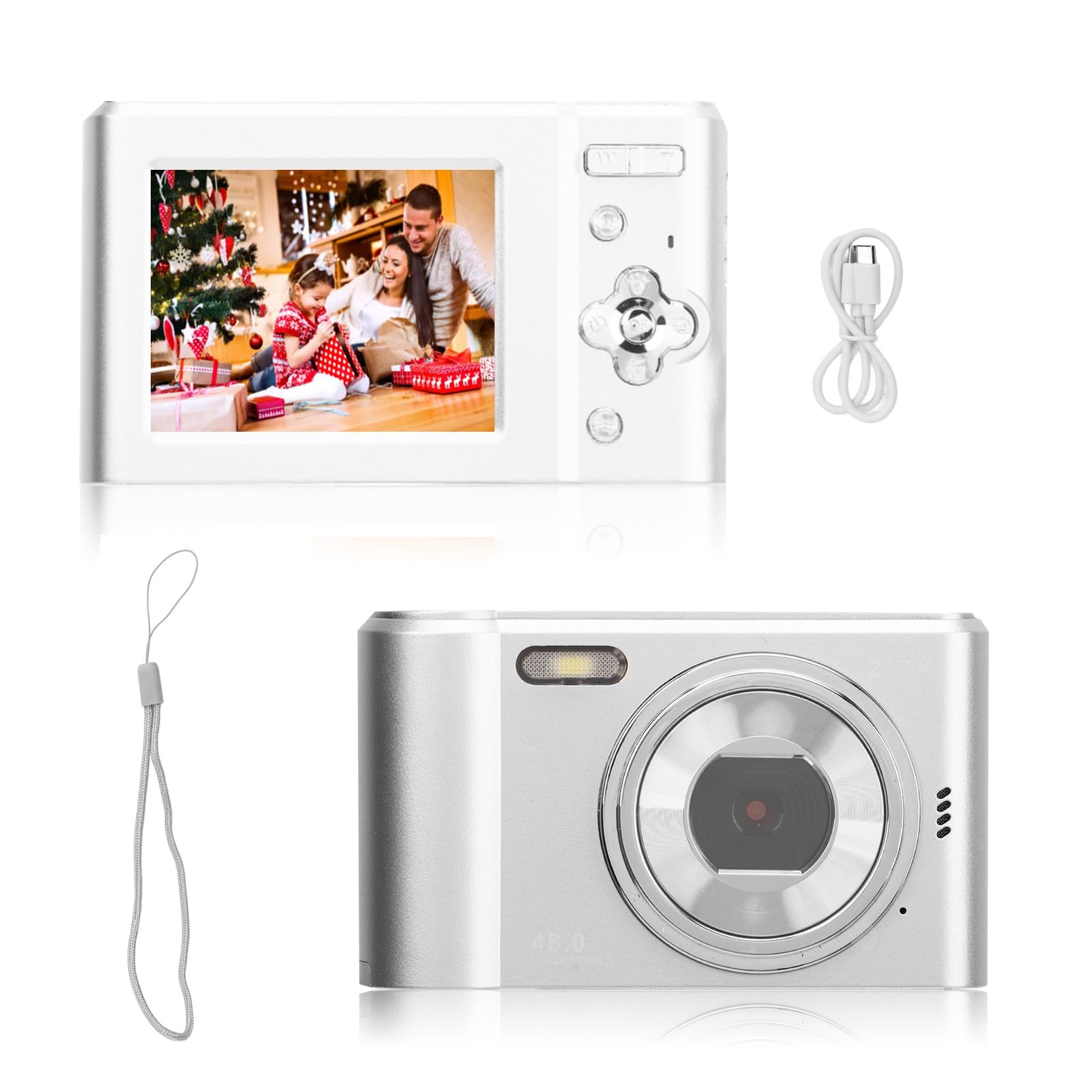FHD 1080P Digital Camera with 44MP Anti-Shake 16X Zoom - Portable Point and Shoot for Kids, Boys and Girls