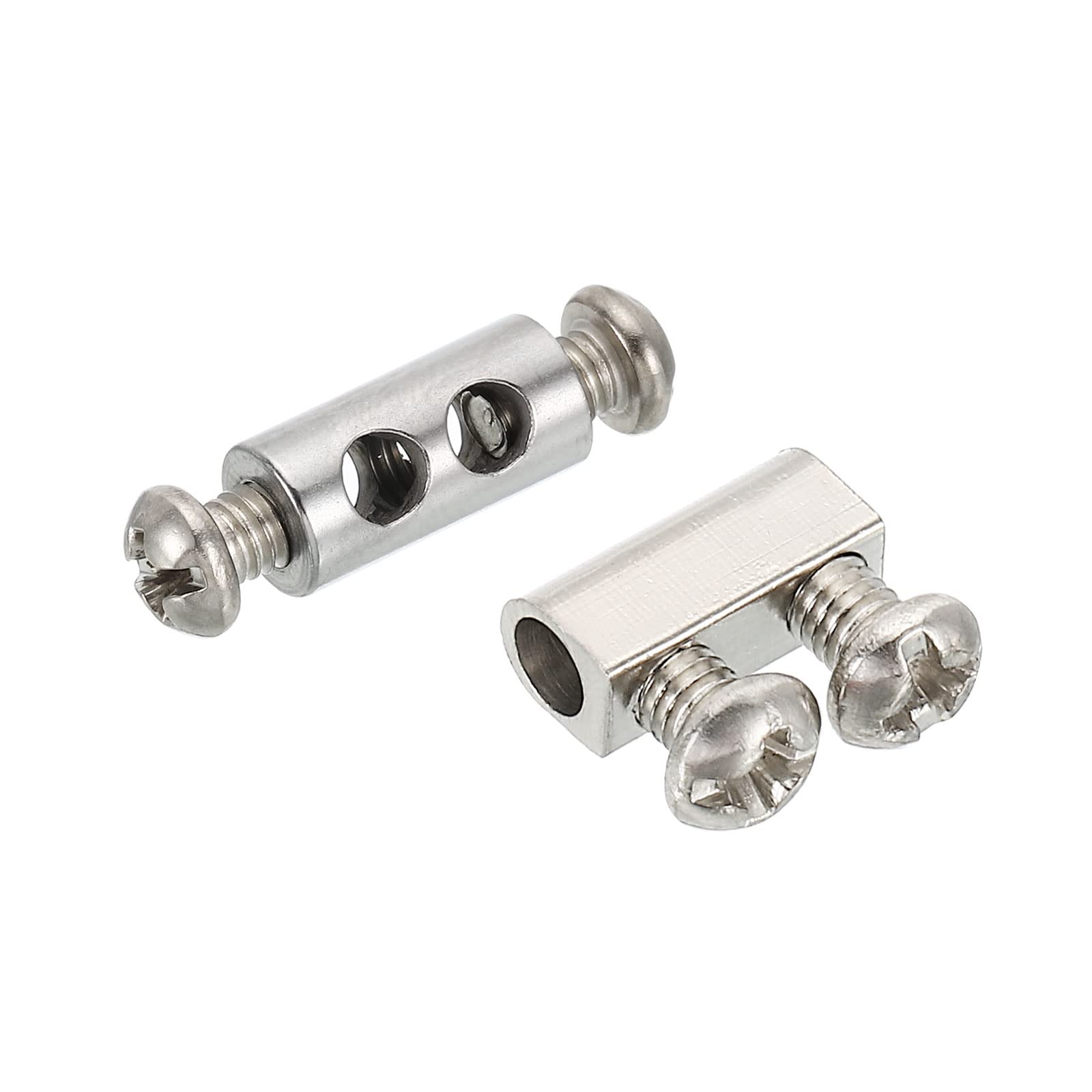 PATIKIL Wire Rope Clips, 1 Set/20Pcs Steel Cable Clamps 3mm 3.5mm Double Holes Wire Lock Rope Fittings Clip with M3/M4 Screws for Cable