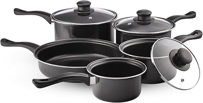 Pendeford Value Plus Cookware Set Non-Stick Carbon Steel Pans Lids
