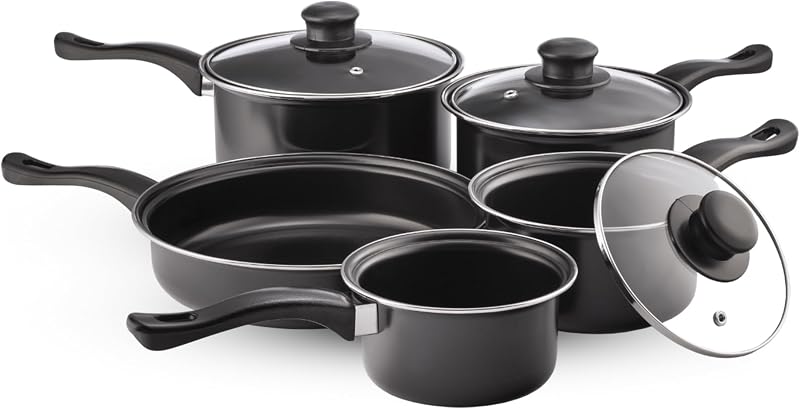 Pendeford Value Plus Cookware Set Non-Stick Carbon Steel Pans Lids