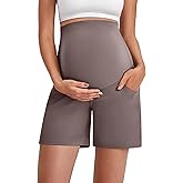 G4Free Maternity Shorts with Pockets Over The Belly Stretchy 6'' Pregnancy Yoga Pants Athletic Workout