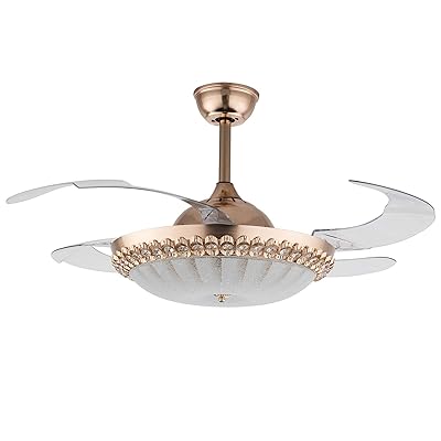 Buy Tfcfl 42 Chandelier Fan With Remote Control 4 Retractable Blades Ceiling Fandelier 3 Color Changing Ceiling Fan Lamp 3 Speed Setting Fan Light Fixture For Home Living Room Kitchen Petal Pattern Online
