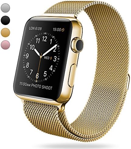 For Apple Watch Band 42mm 38mm Series 3 Series 2 Series 1 Magnetic Clasp Milanese Loop Stainless Steel Replacement Watch Band For Men&amp; Women( Gold, 42mm)