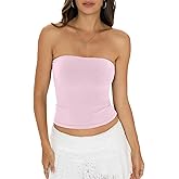 EasyGala Womens Cotton Tube Tops Sexy Fitted Strapless Shirts Basic Going Out Backless Bandeau Tops Cute Trendy Clothes