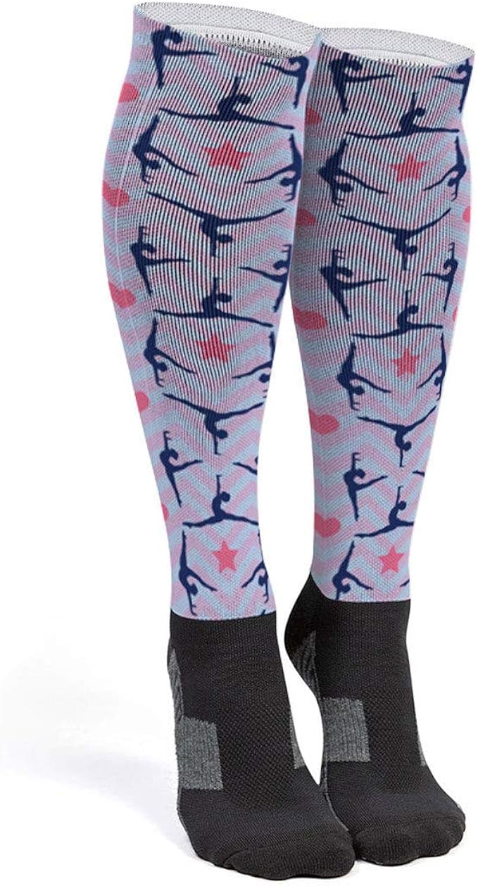 Gymnastics Printed KneeHigh Socks Gymnast Chevron Pattern Large Amazon.ca Clothing