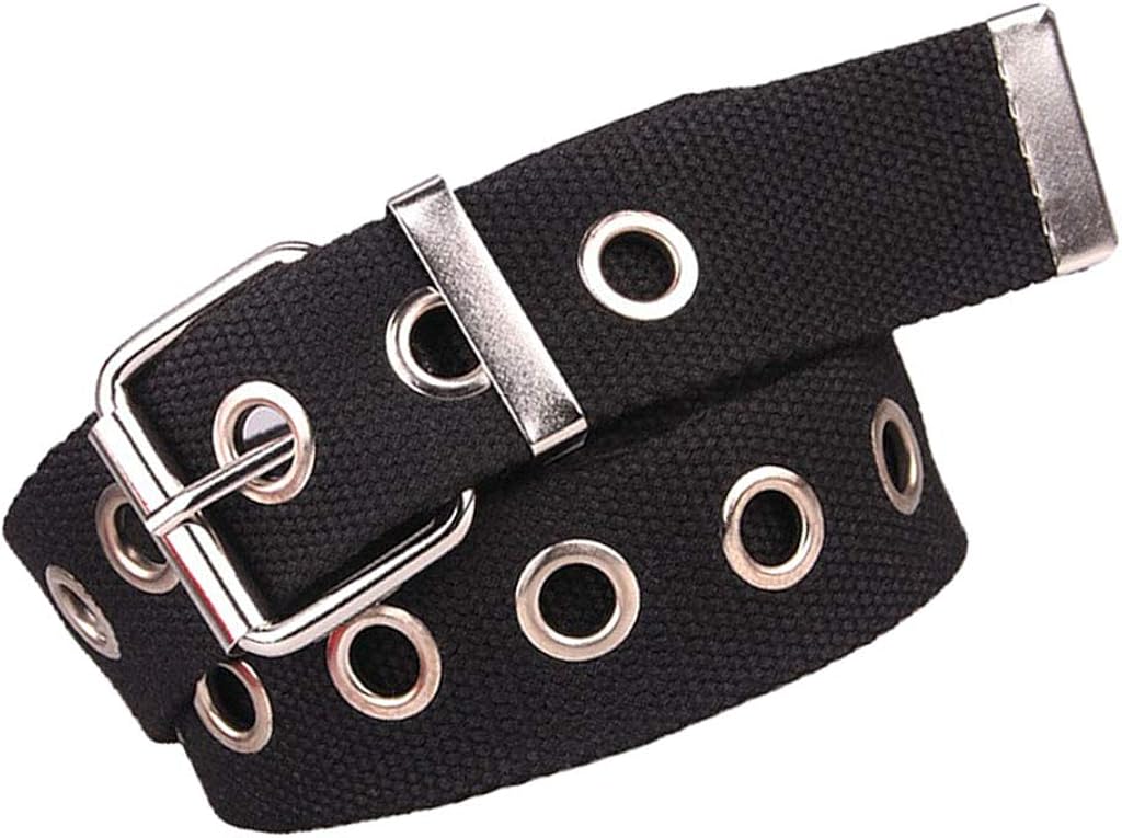 Hellery Women Mens Canvas  Belt Style Single Prong Buckle Waist Belt