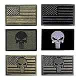 Antrix Tactical Punisher Morale Patches, 6 Pack US American Flag Punisher Tags USA Fully Embroidered Military Insignia Badge Patches
