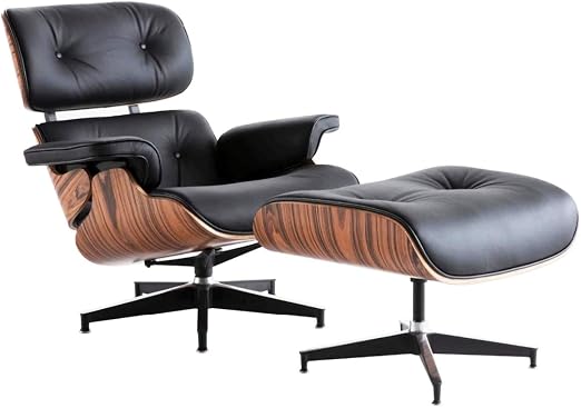 Amazon Com Mid Century Modern Lounge Chair With Ottoman Classic Design Black Palisander Wood Color E Book Kitchen Dining