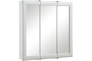Design House 24 Inch Bathroom Medicine Cabinet, Wall Mounted, 3 Mirror, Doors White, 535849-WHT