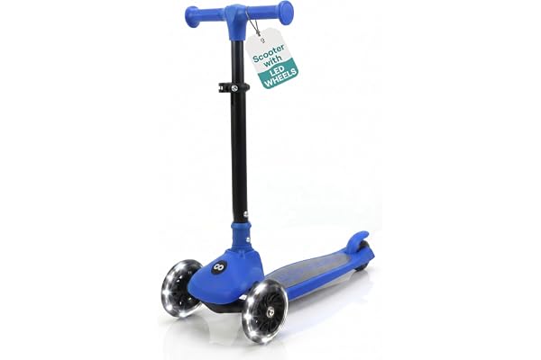 SereneLife Kids Scooter, Foldable 3 Wheel Scooter for Kids or Toddler Ages 2+, Lean-to-Steer Handlebar Has Adjustable Heights