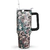 Ceovfoi 40 oz Camo Tumbler with Handle Lid and Straw, Hunting Gifts for Men Women,Camo Tumbler Travel Coffee Cup Mug Water Botter