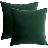 RainRoad Dark Green Decorative Throw Pillow Covers Cushion Cover Pillow Case for Sofa Couch Bed Chair,Soft Square Dark Green 