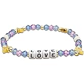Agriajun Inspired Blue Purple Beaded Stretch Bracelets for Women Letter Gold Star Beads Bracelet