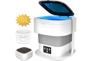 ABXKZ Portable Washing Machine, 10L Mini Washer and Dryer Foldable Washer Machine, Small Washer, Bucket Laundry Machine with Deep Cleaning for Baby Clothe, Underwear, Socks, RV (Grey)