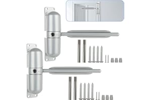 SENENQU 2 Pack Safety Spring Door Closers 4-1/4 inch Automatic Door Closer Residential, Auto Door Closer Adjustable Closing Door Hinge to Convert Hinged Doors to Self-Closing, Gray