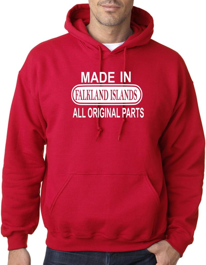 Made in Falkland Islands All Orignal Parts Men Hoodie White Colors