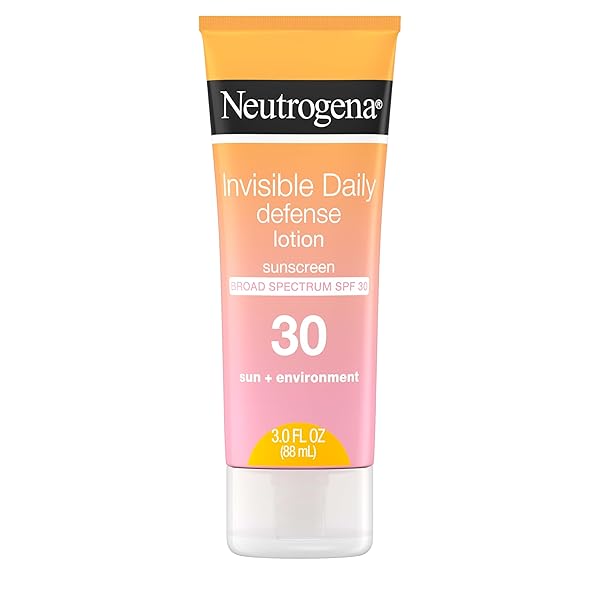 NEUTROGENA INVISIBLE DAILY DEFENSE SUNSCREEN LOTION, BROAD SPECTRUM SPF 30, OXYBENZONE-FREE & WATER-RESISTANT, SUN & ENVIRONMENTAL AGGRESSOR PROTECTION, ANTIOXIDANT COMPLEX, 3.0 FL. OZ